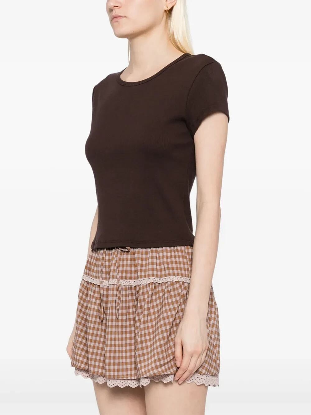 Reformation Muse Knit Cropped T-Shirt Short Sleeve top Crew Neck Size 2X A010621